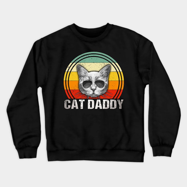 Cat Daddy Vintage Eighties Style Cat Retro Distressed Crewneck Sweatshirt by Xonmau